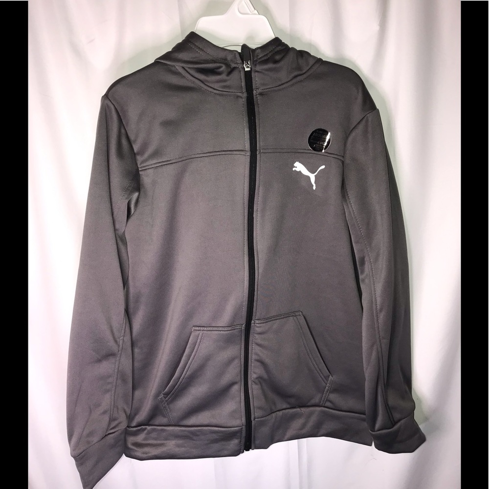 Puma kids gray zip up hoodie boys Large 14-16
